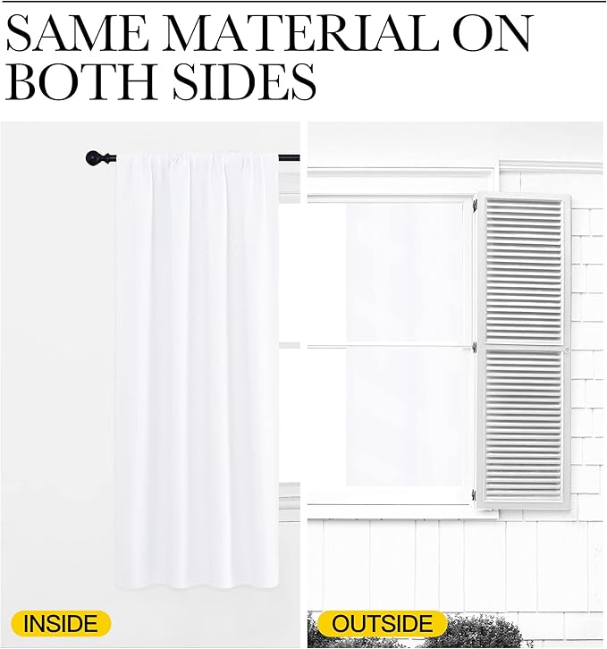 NICETOWN Bedroom Curtains - Window Treatment Rod Pocket Curtains/Drapes for Bedroom (2 Panels, 42 by 63, White)