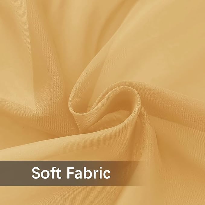 youleyar Solid Sheer Rod Pocket Curtain Voile Draperies 2 Panels White Beige Black Grey Ivory 52 Inch Width 72 Inch Long 1 Pair for Kitchen Bedroom Children Living Room Yard (Gold,52Wｘ72L)