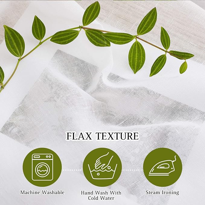 NICETOWN White Cafe Curtains Semi Sheer, Grommet Linen Blend Causal & Rustic Privacy with Light Filtering Kitchen Curtains & Drapes for Kids Room/Nursery, W42 x L30, 2 Panels