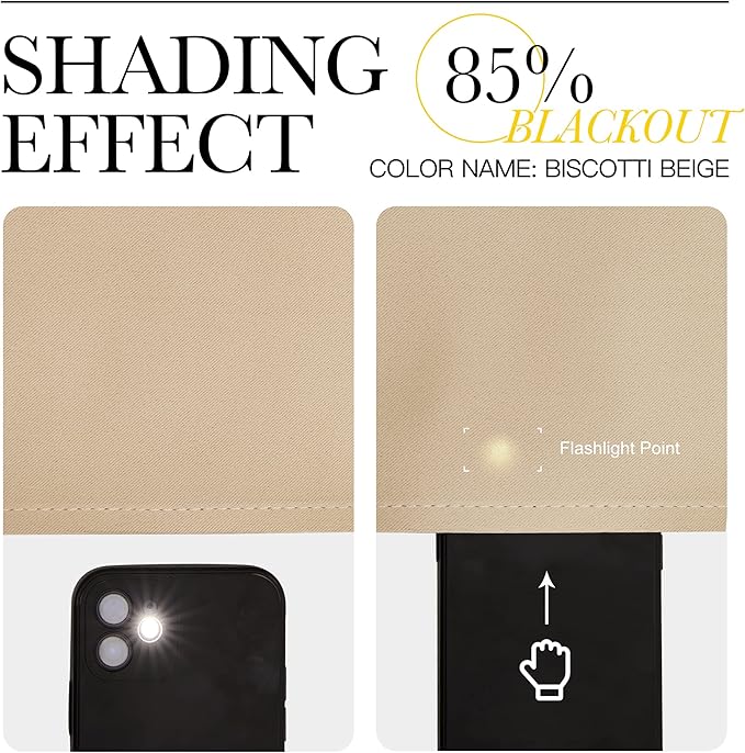 NICETOWN Blackout Room Darkening Curtains - Home Decoration Light & Noise Reducing Thermal Insulated Window Draperies with Rod Pocket Top (Biscotti Beige, Set of 2, 42 inches Wide x 36 inches Long)