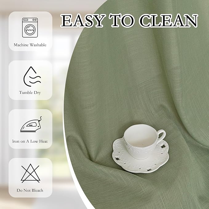 MYSKY HOME French Door Curtains for Closet Doorways, 72 Inches Long Sage Green Semi Sheer Drapes Light Filtering Curtain Panels Elegant Look for Classroom/Guestroom Windows, 50" x 72", 2 PCs
