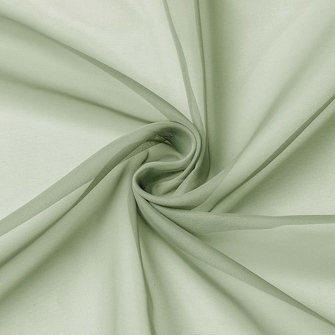 Extra Long Sheer Light Green Curtains for Bedroom Living Room 108 Inches Long 2 Panels Set, Solid Soft Light Filtering Rod Pocket Sheer Window Curtains, Light Green, Each 42" Wx108 L Inch
