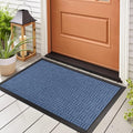Mibao Front Door Mat, Heavy Duty Durable Welcome Mat for Outdoor Indoor, Dirt Trapper Waterproof Super Absorbent Door Mat for Entryway Outside Patio Porch, 35.5" x 24", Blue