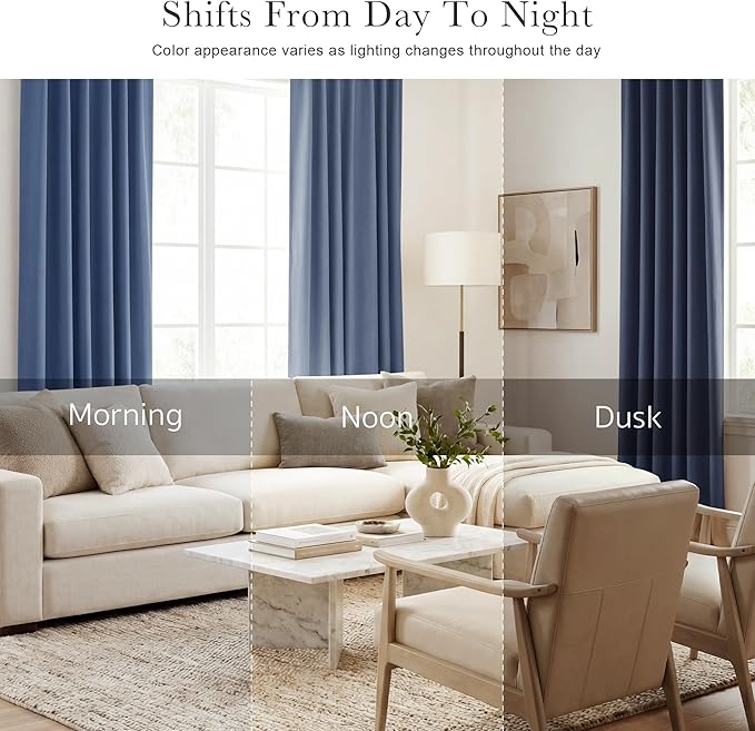 PONY DANCE Window Curtains 30 inches Long - Bedroom Drapes Set for Home Decoration All Season Modern Design Panels Match with Draperies, W 42 by L 30 Inches, Blue Haze, Set of 2