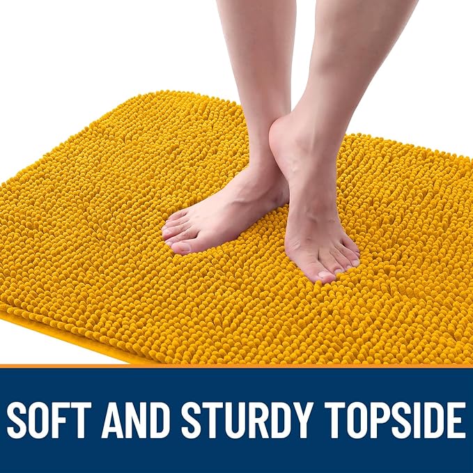 OLANLY Dog Door Mat for Muddy Paws 70x32, Absorbs Moisture and Dirt, Absorbent Non-Slip Washable Doormat, Quick Dry Chenille Mud Mat, Entry Indoor Entryway Carpet for Inside Floor, Golden Yellow