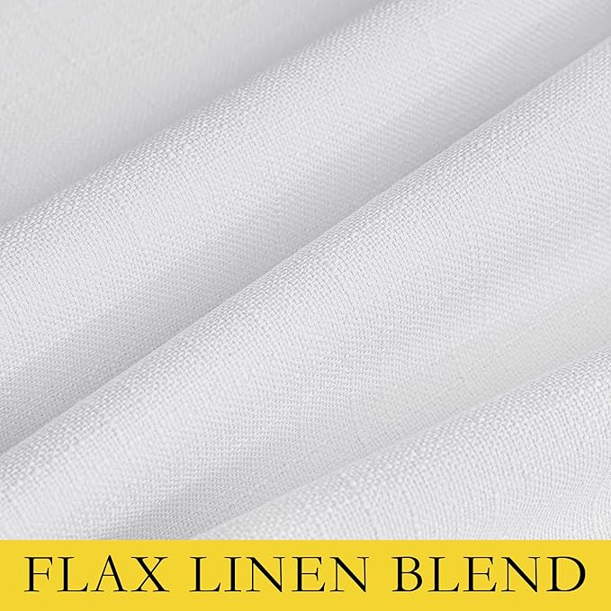 NICETOWN 100% Absolutely Blackout Linen Curtains with Thermal Insulated White Liner, White, 52 inches Wide, 48 inches Length Energy Saving Curtains for Cupboard 2 Panels Set, Vertical Blinds
