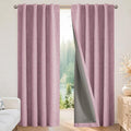 Joydeco Linen Blackout Curtains for Bedroom - 100% Light Blocking 1 Panels, Pink Drapes 100" W x 108" L, Thermal Insulated Room Darkening Curtains for Living Room, Rod Pocket & Back Tabs