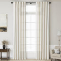 Linen Cream Curtains 131 Inch Extra Long for Living Room Back Tab Light Filtering Semi Sheer Drapes Modern Farmhouse Coastal Decor Cotton Textured Curtain for Floor to Ceiling Window 52x131