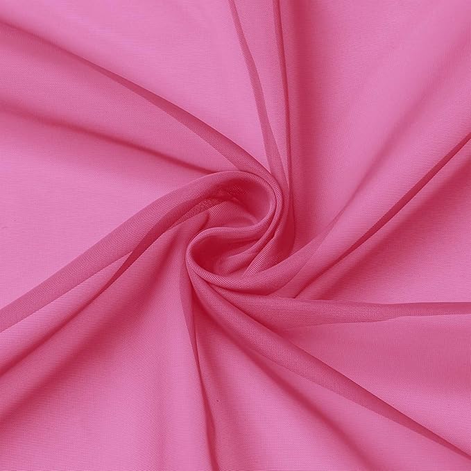 Extra Long Sheer Hot Pink Curtains for Bedroom Living Room 120 Inches Long 2 Panels Set, Solid Soft Light Filtering Rod Pocket Sheer Window Curtains, Hot Pink, Each 42" Wx120 L Inch