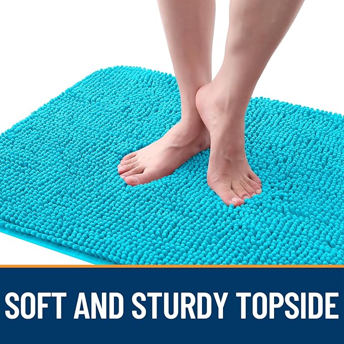 OLANLY Dog Door Mat for Muddy Paws 70x46, Absorbs Moisture and Dirt, Absorbent Non-Slip Washable Doormat, Quick Dry Chenille Mud Mat for Dogs, Entry Indoor Entryway Carpet for Inside Floor, Aqua Blue