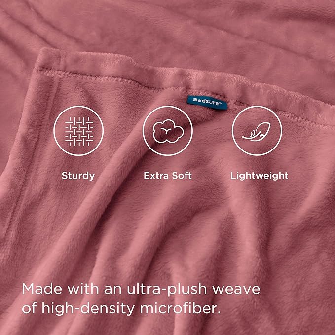 Bedsure GentleSoft Fleece Blankets Twin Size Dusty Rose - 300GSM Lightweight Plush Fuzzy Cozy Soft Blanket for Bed, Sofa, Couch, Travel, Camping, 60x80 inches