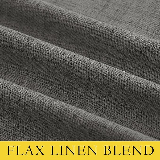 NICETOWN Grizzle Gray Vintage Linen 100% Blackout Curtains for Playroom, Thermal Insulated Curtains 72" Long, Noise Reducing Window Treatment Drapes for Laundry Room, 62" Wide Per Panel, Set of 2