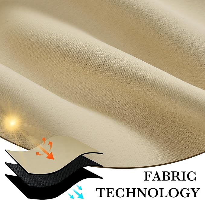 RYB HOME 100% Blackout Short Curtains for Small Window, Thermal Insulated Total Room Darkening Noise Reducing Curtains for Kitchen Bathroom Basement, 42 inches Wide by 48 inches Long, Biscotti Beige