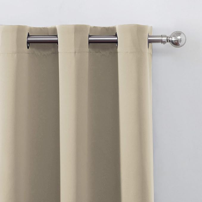 LEMOMO Blackout Curtains 52 x 84 Inch Long Beige Curtains Set of 2 Panels Room Darkening Curtains for Bedroom and Living Room