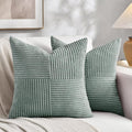 Fancy Homi 2 Packs Grey Blue Euro Decorative Throw Pillow Covers 28x28 Inch for Couch Bed Sofa, Rustic Farmhouse Boho Home Decor, Soft Corss Corduroy Patchwork Textured Square Cushion Case 71x71 cm