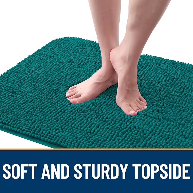 OLANLY Dog Door Mat for Muddy Paws 45x27, Absorbs Moisture and Dirt, Absorbent Non-Slip Washable Doormat, Quick Dry Chenille Mud Mat for Dogs, Entry Indoor Entryway Carpet for Inside Floor, Lake Blue