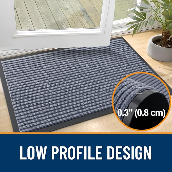 OLANLY Front Door Mat Indoor Outdoor Entrance, 2-Pack 71 x 47 Inch, Waterproof Heavy Duty Doormat, Fade Resistant, Low Profile, Easy Clean Patio Porch Welcome Floor Mats for Entry, Ash Grey
