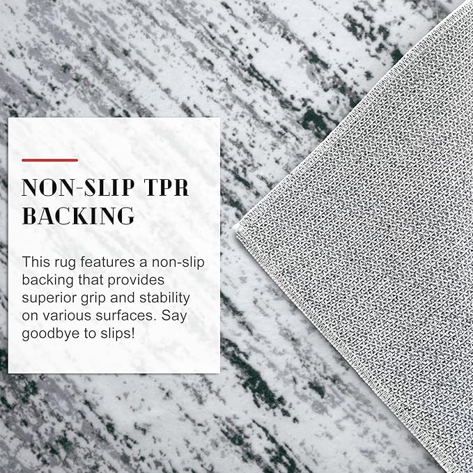 Lansny Modern Abstract Runner Rug 2.6x16, Black Grey White Washable Long Kitchen Runner Non-Slip Soft Hallway Rug Runner Thin Print Faux Wool Carpet for Entryway Bedroom Laundry Room Indoor Home Decor