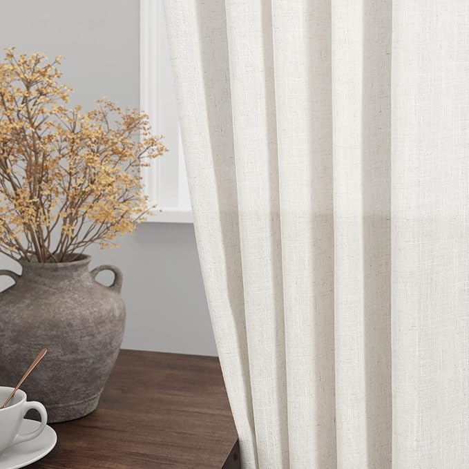 Nanspring Cream Cafe Curtains 54 Inch Length Set Back Tab Rod Pocket for Bedroom Living Room Kitchen Energy Efficient Window Treatment Basement Farmhouse Decor 36x54,2 Panels
