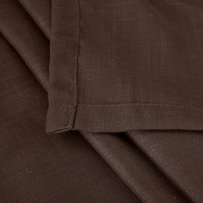 BGment Brown Linen Kitchen Curtains 40 Inch Length, Small Semi Sheer Drapes Textured for Cafe Window Over Sink Bathroom Decor Lightweight Rod Pocket, 2 Panels Set, Each 30 Inch Wide