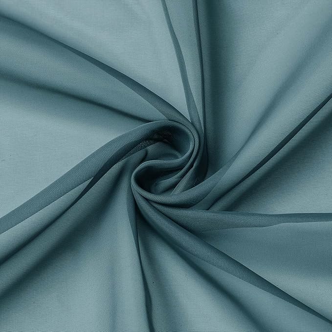 Dusty Blue Valances for Windows, Sheer Curtains 14 Inch Length 2 Pack Kitchen Curtain, Modern Solid Mini Small Window Curtains for Cafe Bathroom Basement, Dusty Blue, 42" Wx14 L Inch