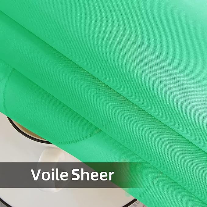 youleyar Solid Sheer Rod Pocket Curtain Voile Draperies 2 Panels White Beige Black Grey Coffee 52 Inch Width 54 Inch Long 1 Pair for Kitchen Bedroom Children Living Room Yard (Grass Green,52Wｘ54L)