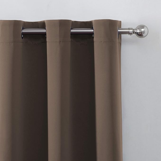 LEMOMO Chocolate Brown Thermal Blackout Curtains/38 x 63 Inch/Set of 2 Panels Room Darkening Curtains for Bedroom