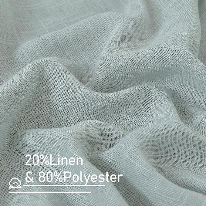 LAMIT Linen Curtains 108 Inches Long for Living Room, Bronze Grommet Linen Textured Sheer Curtains Light Filtering Curtains for Boho Farmhouse, 2 Panels, 52 x 108 Inch, Greyish Blue