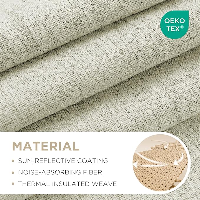 Joydeco Blackout Curtains for Bedroom - 100% Light Blocking 2 Panels Light Beige Drapes 37"W x 90"L, Thermal Insulated Room Darkening Curtains, Linen Textured for Living Room, Rod Pocket & Back Tabs