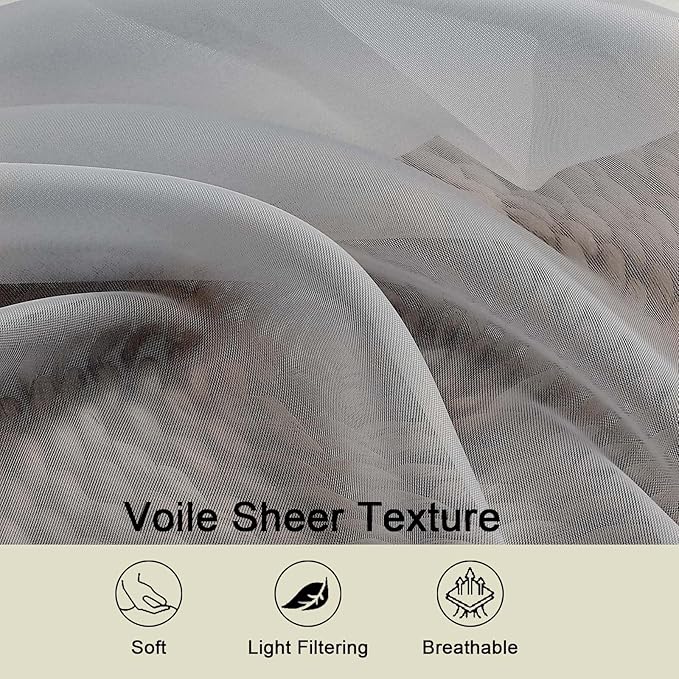 Cafe Curtains 36 Inch Length Tier 2 Pieces, Modern Soft Airy Sheer Kitchen Short Curtains for Small Window, Rod Pocket Small Curtain for Bathroom Basement, Light Grey, Each, 42"Wx36"L Inches