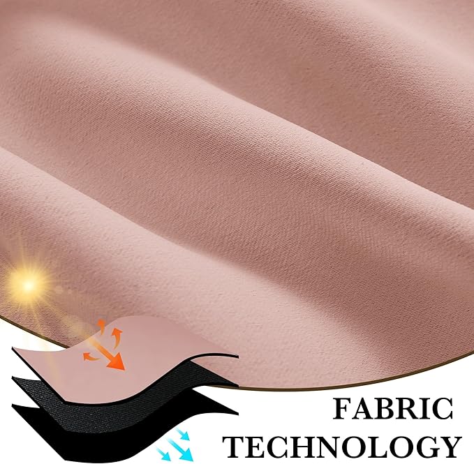 RYB HOME Bedroom Blackout Curtains 84 inches Long, 100% Blackout Thermal Insulated Noise Reducing Curtains for Living Room Nursury, 42 inches Wide by 84 inches Long, Peach Pink