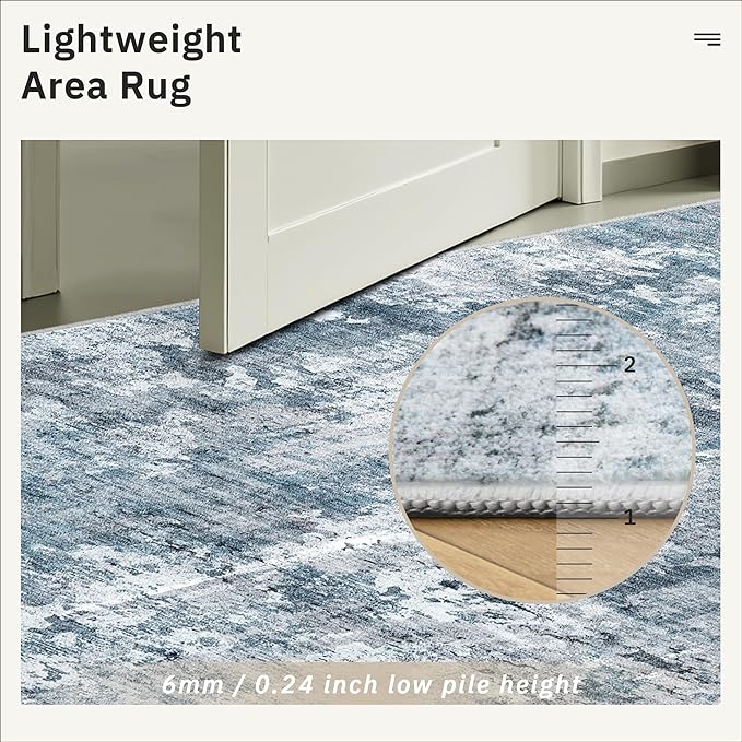 Runner Rug 2x5 Washable Non-Slip Kitchen Runner Rugs for Bathroom Laundry Room Blue/Grey Vintage Floor Carpet Runners for Hallway Entryway