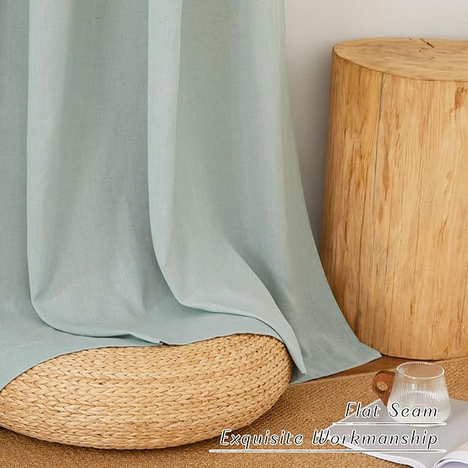 NICETOWN Linen Sage Green Window Curtains 84 inches Long, Grommet Thick Linen Blend Window Treatments Privacy Assured with Light Filtering for Bedroom/Living Room, W42 x L84