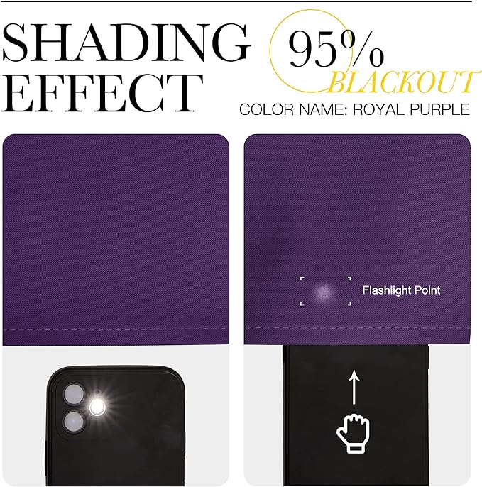 NICETOWN Purple Blackout Curtains 90 inches Long, Niose Reducing and Thermal Insulated Room Darkening Curtains for Girls Bedroom Living Room Window Decoration (55 inches Wide, 2 Panels)
