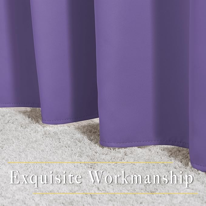 NICETOWN Bedroom Blackout Curtains Panels - Triple Weave Energy Saving Thermal Insulated Solid Grommet Blackout Draperies for Patio (80 inches by 108 Inch, Lilac Purple, Set of 2)