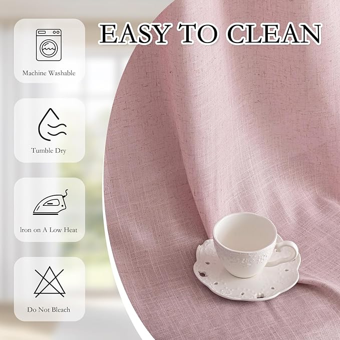 MYSKY HOME Pink Sheer Curtains for Girls Bedroom 84 Inches Long Girl Curtain Kids Nursery Window Drapes Living Room Semi Sheer Light Filtering Soft Home Decor Back Tab, 50" x 84", Light Pink, 2 Panels