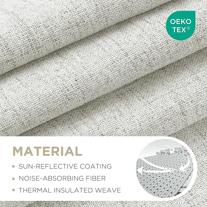 Joydeco Linen Blackout Curtains for Bedroom - 100% Light Blocking 1 Panels, White Drapes 100" W x 90" L, Thermal Insulated Room Darkening Curtains for Living Room, Rod Pocket & Back Tabs