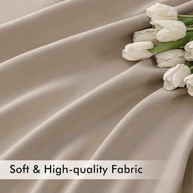 MIULEE Taupe Back Tab Blackout Curtains 72 Inches Long 2 Panels Set for Living Room Bedroom Privacy, Rod Pocket/Pinch Pleat Thermal Insulated Room Darkening Pleated Light Blocking Drapes