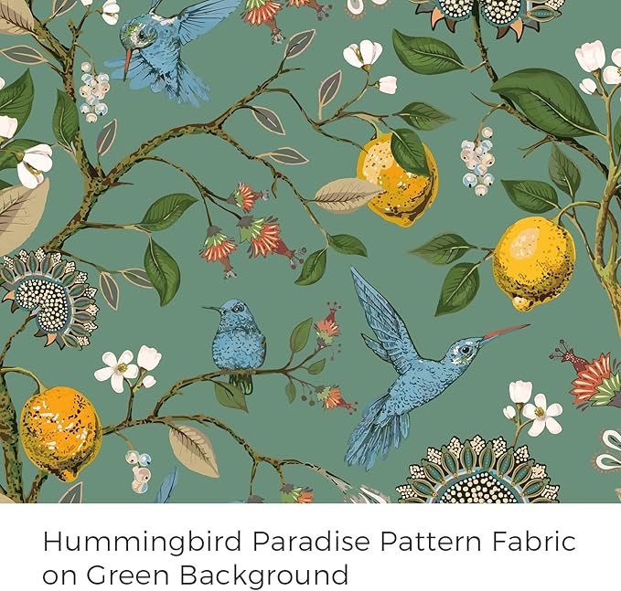Topfinel Living Room Curtains 72 Inches Long Floral Spring Curtains, Vintage French Country Grommet Botanical Hummingbird Woodland Patterned Sage Green Lemon Drapes for Bedroom Dining Living Room