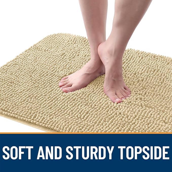 OLANLY Dog Door Mat for Muddy Paws 54x24, Absorbs Moisture and Dirt, Absorbent Non-Slip Washable Doormat, Quick Dry Chenille Mud Mat for Dogs, Entry Indoor Entryway Carpet for Inside Floor, Sand
