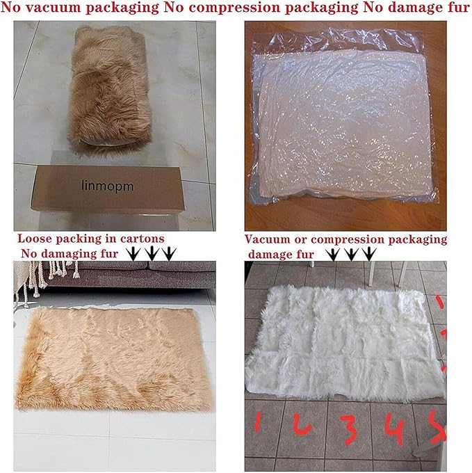 linmopm Faux Fur Rug Sheepskin Shag Fluffy Fuzzy Pink 4x6 ft Rugs for Bedroom Bedside Bed Floor Living Room Plush High-Density Cushion Carpet Super Sofa Cover