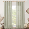 LAMIT Linen Curtains for Living Room, Sage Grey 90 Inch Length Bronze Grommet Linen Textured Farmhouse Curtains Light Filtering Drapes for Bedroom/Dining Room, Set of 2, 52 x 90 Inch