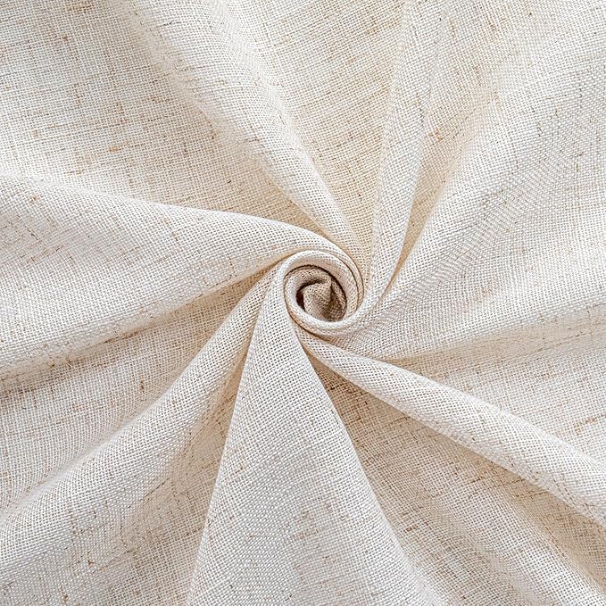 MYSKY HOME Short Linen Curtains 36 Inch Length for Kitchen Window, Over Sink Semi Sheer Light Filtering Panels Rod Pocket Tiers Drapes for Basement Bathroom Window, 2 Panels, Linen, 30 x 36 Inch