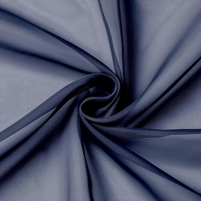 Kitchen Curtains 24 Inch Length Tier 2 Pieces, Navy Blue Sheer Curtain Solid Soft Sheer Short Curtains for Windows, Cafe Bathroom Basement Rod Pocket Drapes, Navy Blue, Each 42"Wx24"L Inches