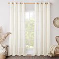 LAMIT Cream Linen Sheer Curtains 96 inches Long, Bronze Grommet Vertical Window Drapes Light Filtering Living Room Panels for Bedroom/Sliding Glass Door Floor to Ceiling, 2 Panel Set, 52 x 96 Inch