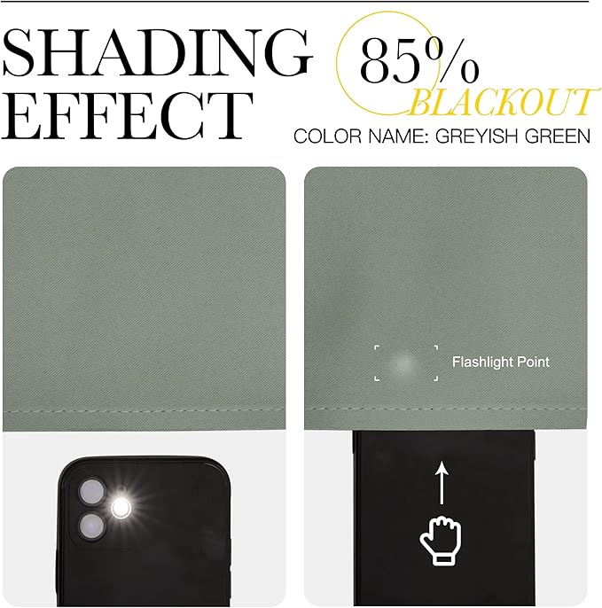 NICETOWN Blackout Curtains for Bedroom, Blackout Curtain Panels, Greyish Green, 1 Pair, 70 by 63-inch, Window Treatment Energy Saving Thermal Insulated Solid Rod Pocket Blackout Drapes/Draperies