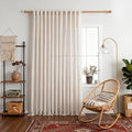 MYSKY HOME Natural Linen Sliding Glass Door Curtains, Back Tab Semi Sheer Curtain Panels Extra Long Floor Length Drapes 108 Inches for Living Room Linen Texture Soft Touch, 100" Wide, 1 Piece
