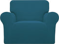Easy-Going Stretch Chair Sofa Slipcover 1-Piece Couch Sofa Cover Furniture Protector Soft with Elastic Bottom for Kids, Pet. Spandex Jacquard Fabric Small Checks (Chair, Peacock Blue)