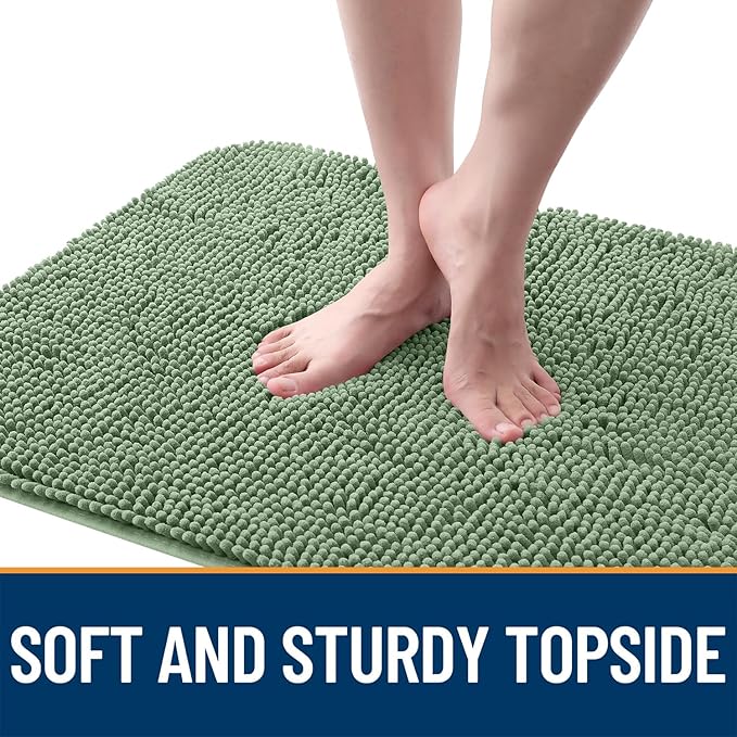 OLANLY Dog Door Mat for Muddy Paws 30x17, Absorbs Moisture and Dirt, Absorbent Non-Slip Washable Doormat, Quick Dry Chenille Mud Mat, Entry Indoor Entryway Carpet for Inside Floor, Olive Green