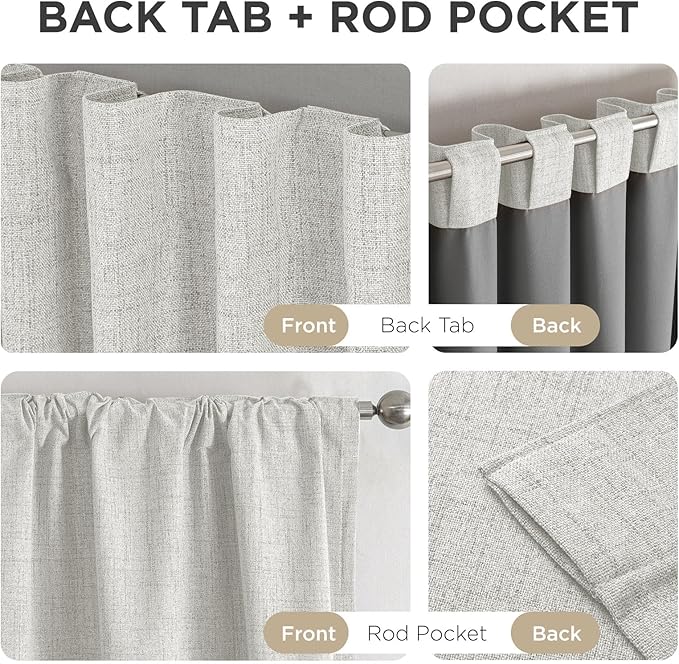 Joydeco Blackout Curtains for Bedroom - 100% Light Blocking 2 Panels Set White Drapes 37" W x 96" L, Thermal Insulated Room Darkening Curtains, Linen Textured for Living Room, Rod Pocket & Back Tabs